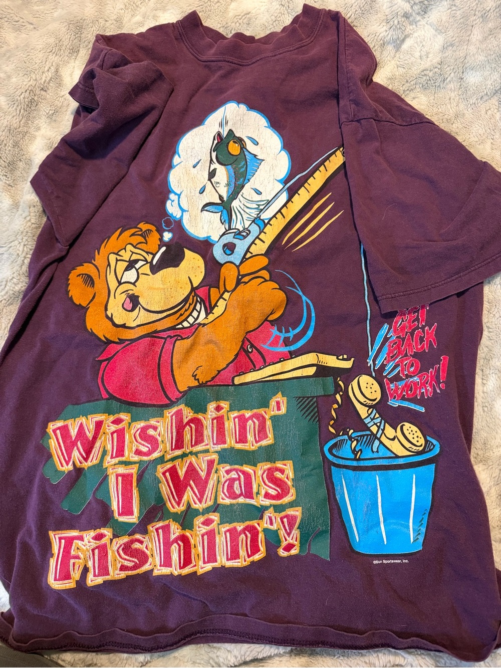 RARE 🔥 Wishin’ I Was Fishin’ 90’s Vintage Tee